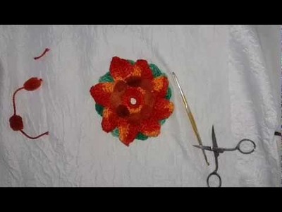 Crochê de flor pompom