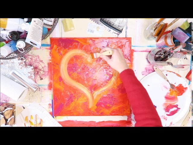 BecomeTheArtist.com : DIY Peinture Acrylique Coeur (Texture faite de serviettes)