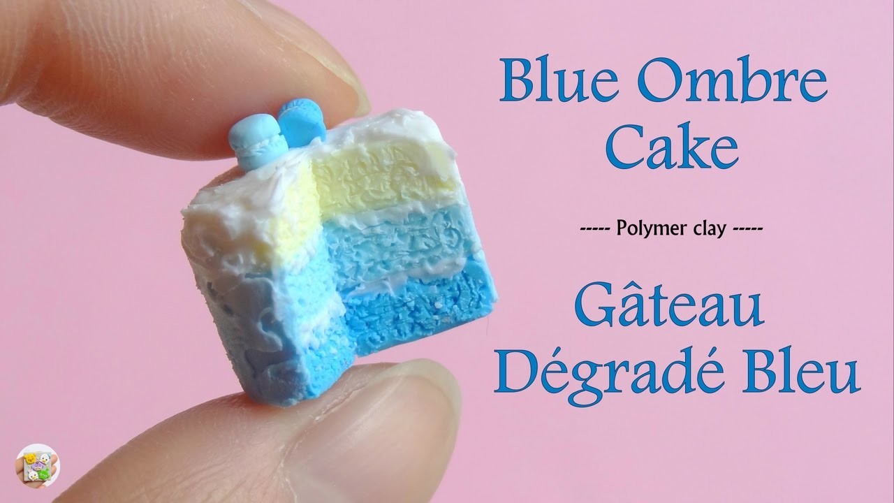 Blue Ombre Cake Polymer Clay. Gâteau Dégradé Bleu en Fimo
