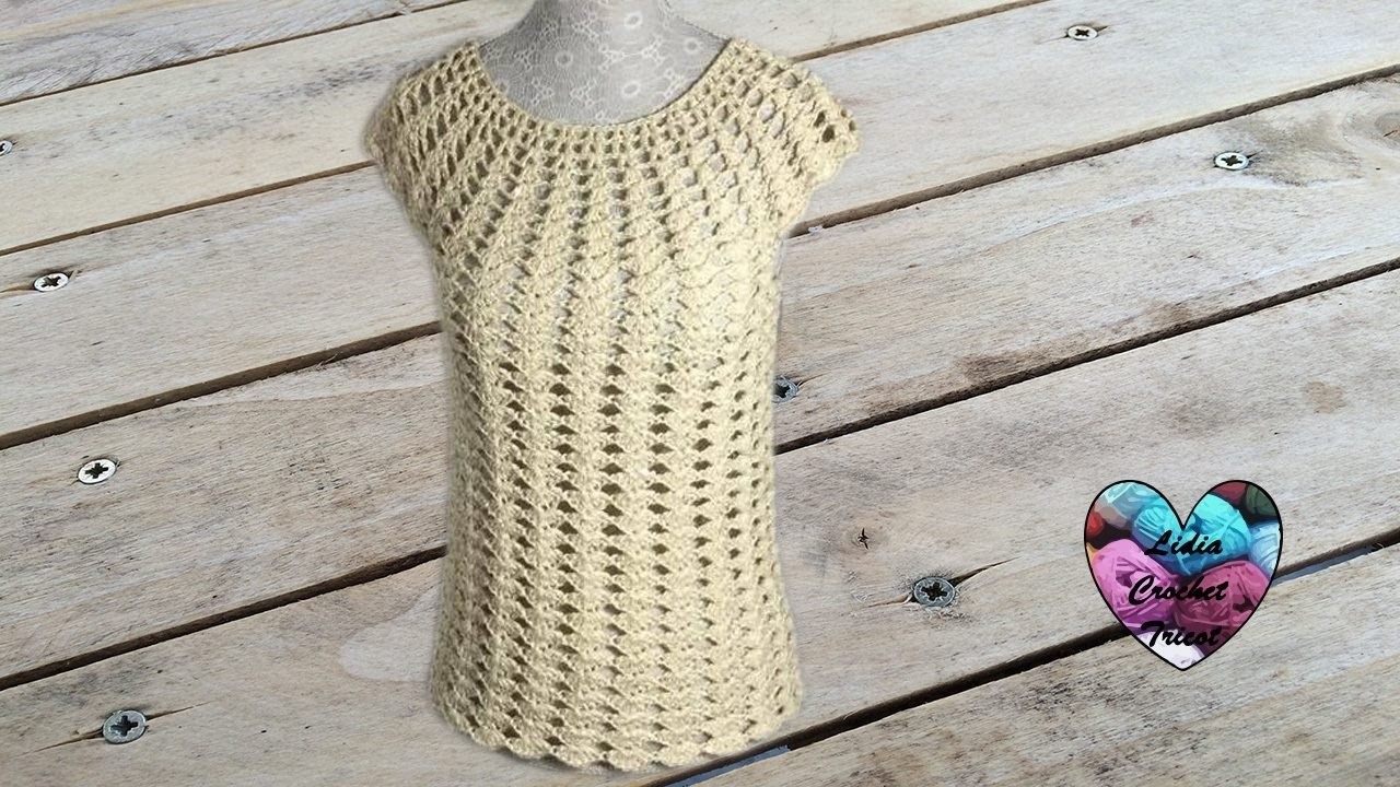Blouse top femme crochet. Woman top (all sizes) crochet (english subtitles)