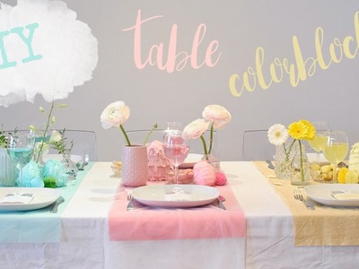 DIY table de Pâques colorblock. DIY color block party table