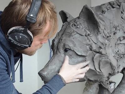 Création d'une sculpture de loup - Olivier Courty