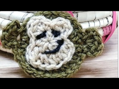 Crochet  monkey  applique.Aplicación de mono de ganchillo
