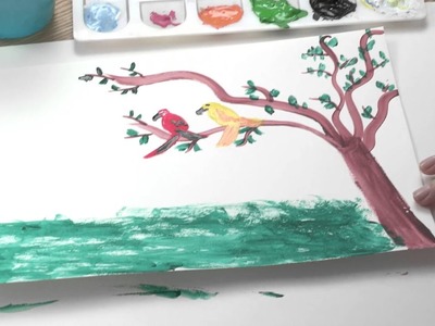Les perroquets et le lion - tutoriel de peinture pour les enfants - tutokid