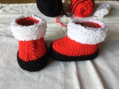 Tuto tricot facile chaussons de Noël pour bébé