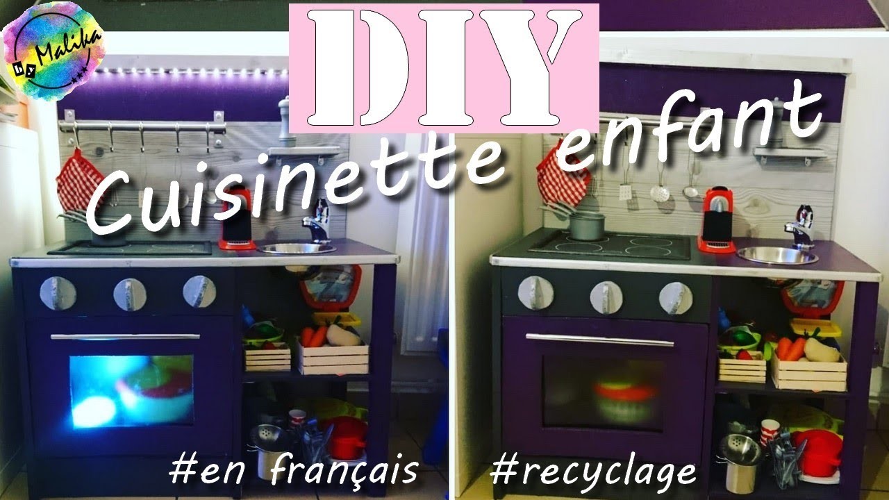 DIY : Comment fabriquer une kitchenette.cuisinette pour enfant en recyclant une table de chevet ?