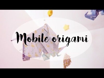 Mobile origami éléphants bleu et jaune