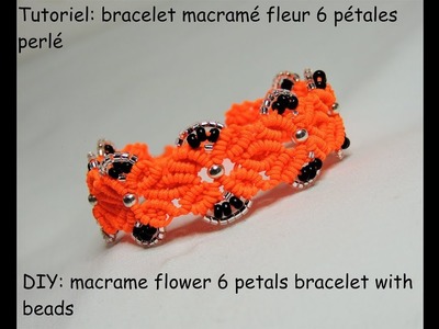 Tutoriel: macramé fleur 6 pétales perlé (DIY: macrame flower 6 petals with beads)