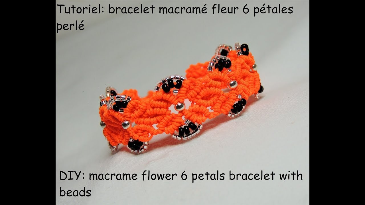 Tutoriel: macramé fleur 6 pétales perlé (DIY: macrame flower 6 petals with beads)