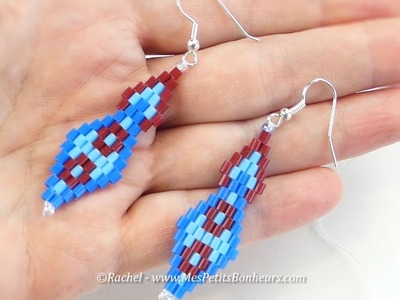DIY - Boucles d'oreilles Double Losange - Tissage Brick Stitch Perles Hama