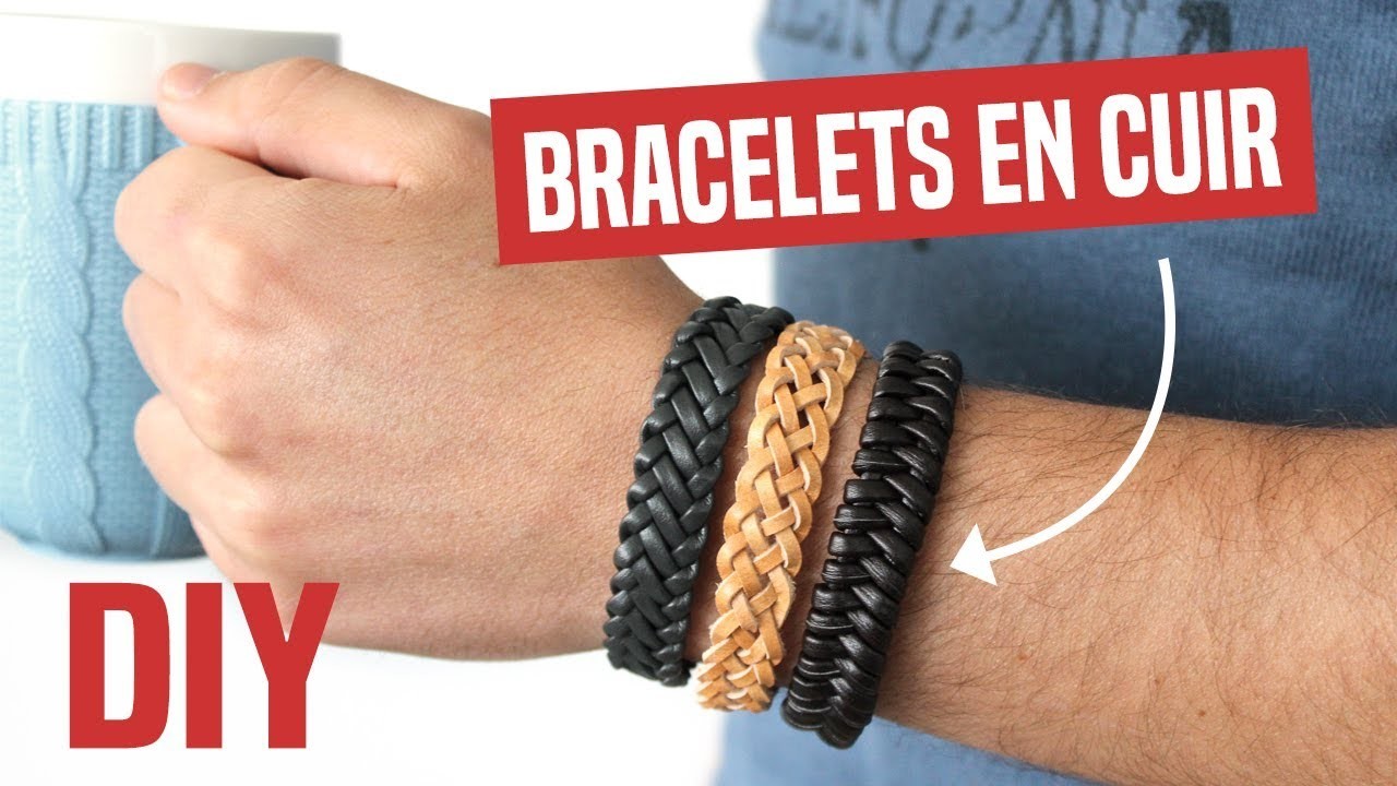 DIY - Bracelets Cuir Tressés 4 à 6 brins Epis Arêtes Celtique Idée Cadeau Homme St Valentin