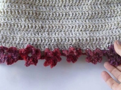 Crocheter une bordure florale en relief - Tunique Soline et pochette assortie