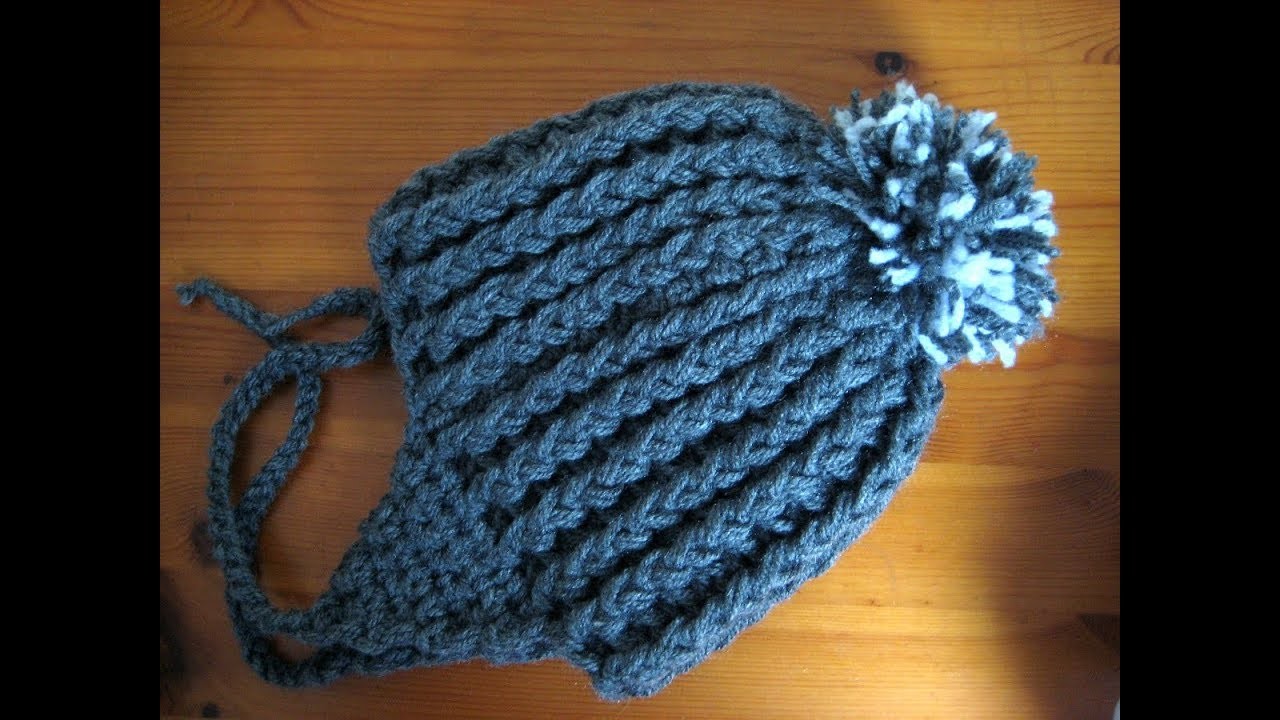 Easy crochet Baby hat Pom Pom tutorial 3-6 months Ear flaps