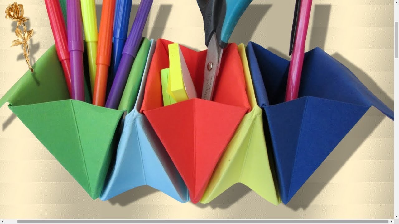 Origami facile : ???????? Boîte-accordéon, organiseur de bureau