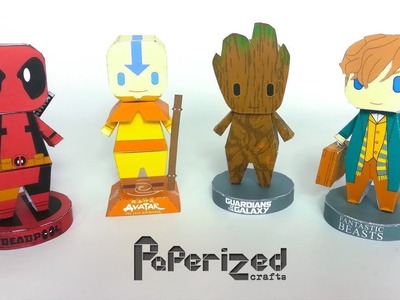 Figurines en papier : Deadpool, Avatar, Baby Groot, Newt Scamander | Papercraft DIY