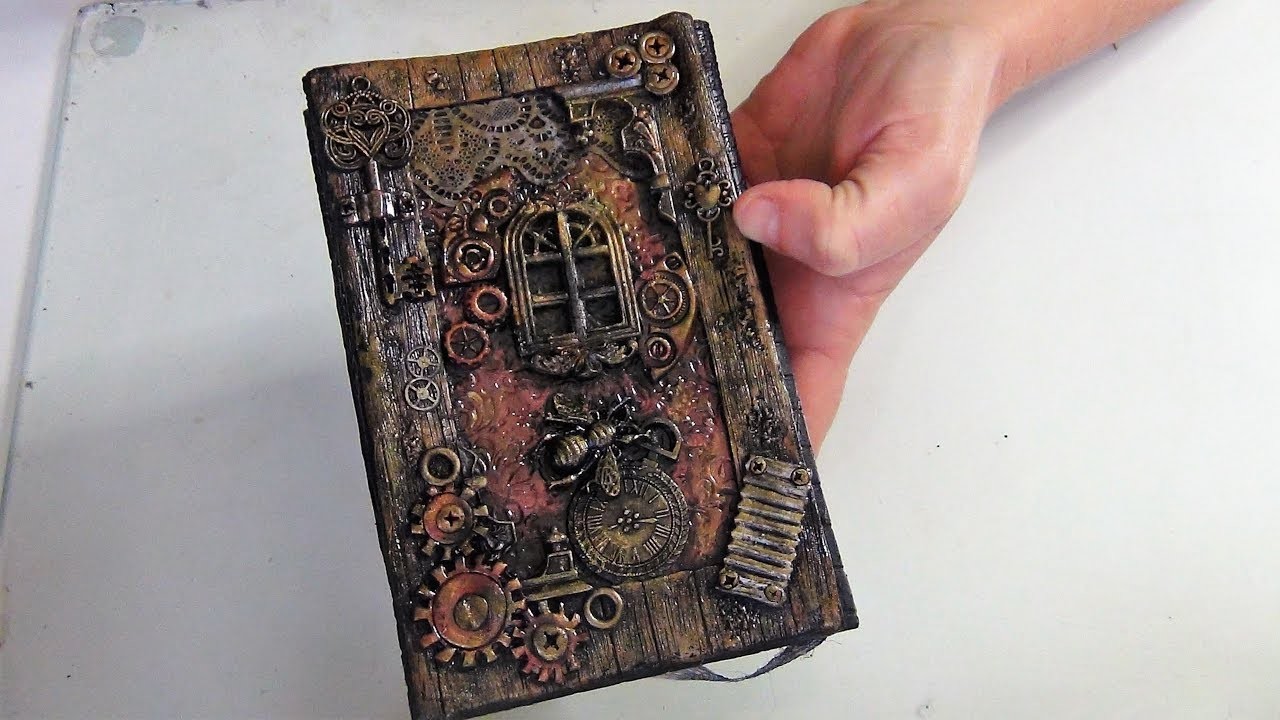 TUTO COUVERTURE DE CARNET STEAMPUNK PART 2 POLYMER CLAY COVER TUTORIAL