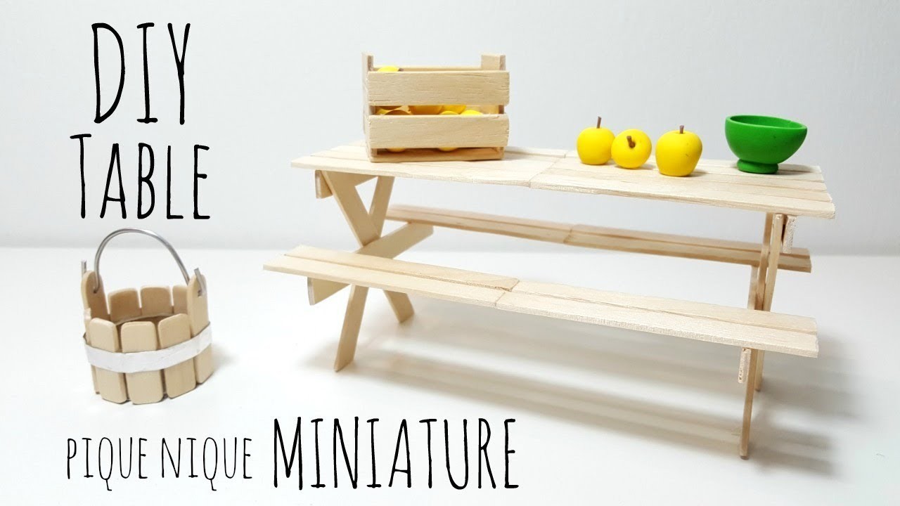 DIY JARDIN MINIATURE MAISON DE POUPÉE (PART2) TABLE PIQUE NIQUE EN BOIS