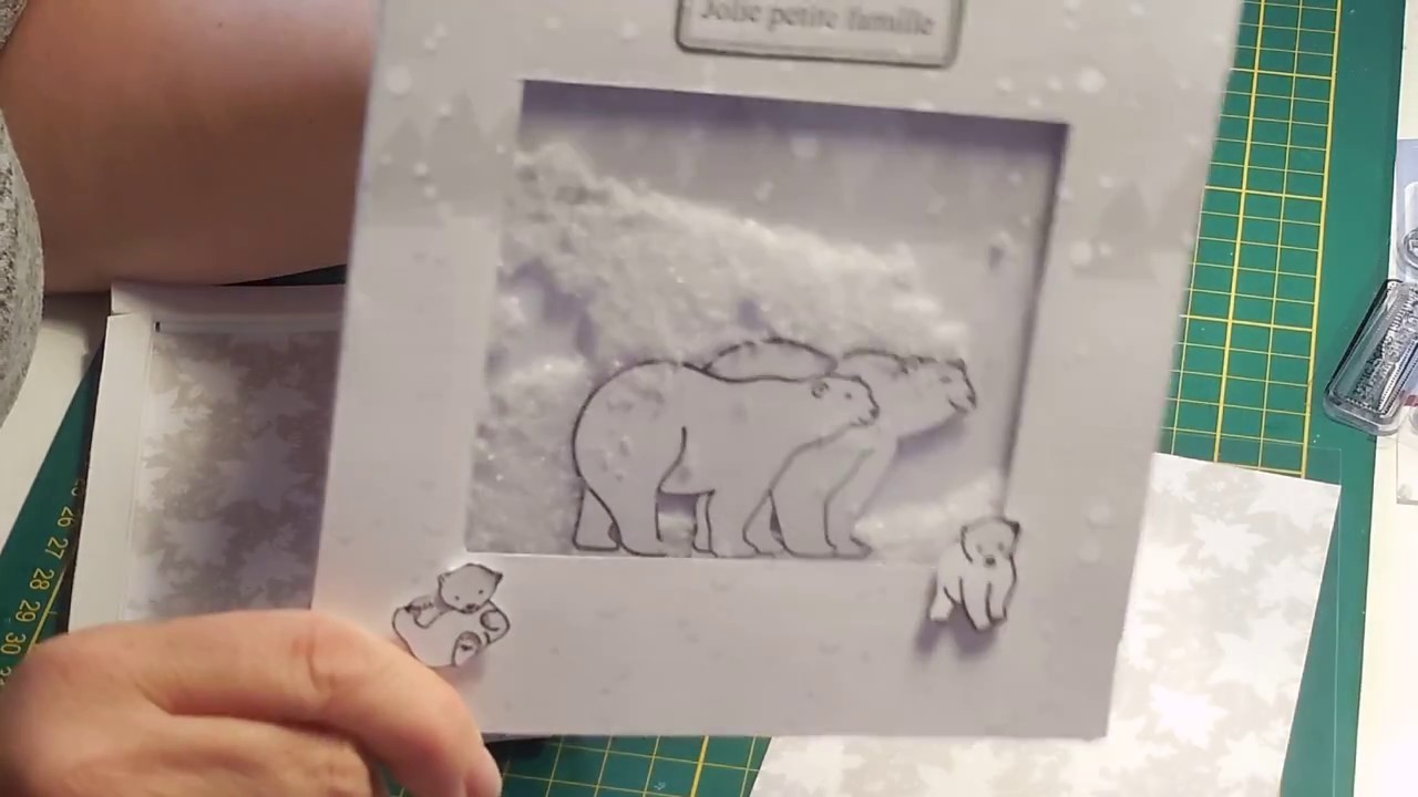 Tuto carte shaker  "ours blanc sous la neige" (jamais deux sans trois lol)