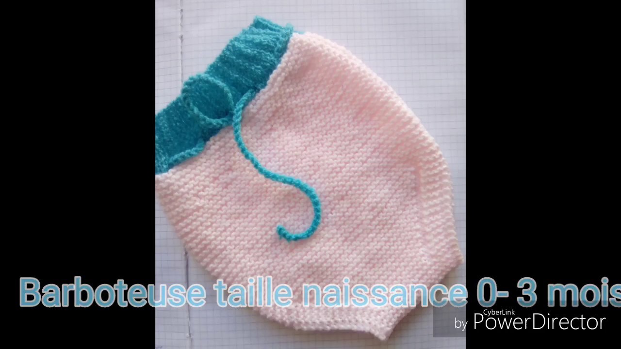 Tuto tricot : barboteuse. grenouillère. couvre culotte bébé au tricot de 0-6 mois.
