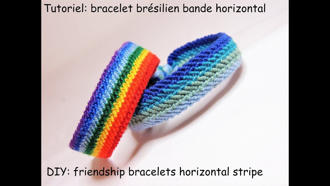 Tutoriel: bracelet brésilien bande horizontal (DIY: frienship bracelets horizontal stripe)
