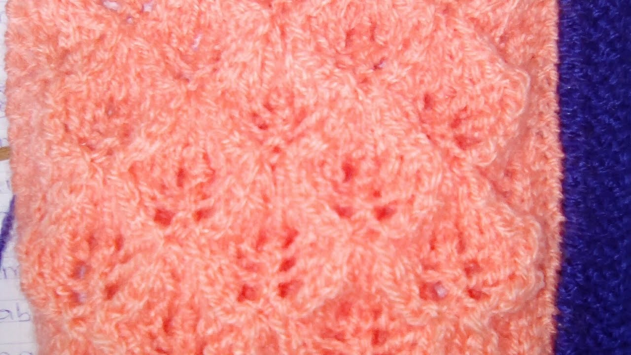 Tuto: point ajouré les fleurs en relief au tricot.Punto dos agujas, stich knitting 2-2