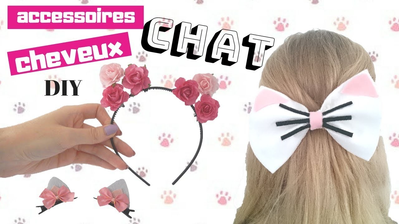 DIY [fr] : ACCESSOIRES CHEVEUX CHAT KAWAII. cat kawaii hair accessories