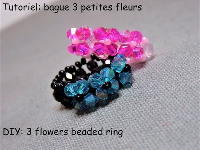 Tutoriel: bague 3 petites perles (DIY: 3 flowers beaded ring)