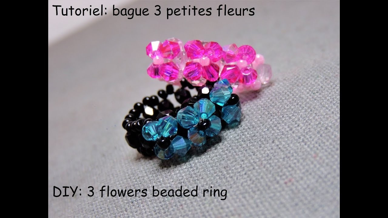 Tutoriel: bague 3 petites perles (DIY: 3 flowers beaded ring)