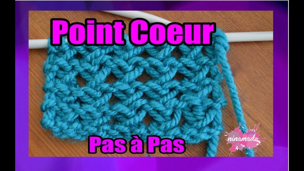 DIY. Point Coeur À Deux Aiguilles.Knit Heart  Stitch With Two Needles
