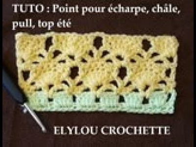TUTO cours 52 : Un joli point au crochet pour pull. écharpe. couverture etc