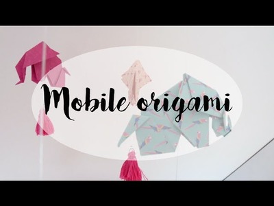 Mobile origami éléphants rose et bleu