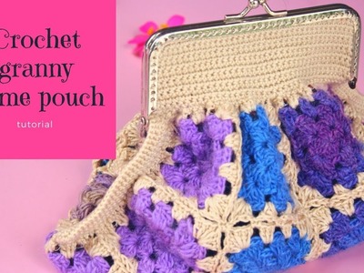 Crochet granny frame pouch part 1