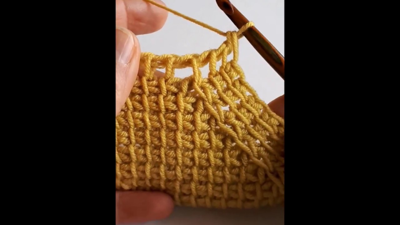 Crochet tunisien: diminution 2 points ensemble (simple et tricot)