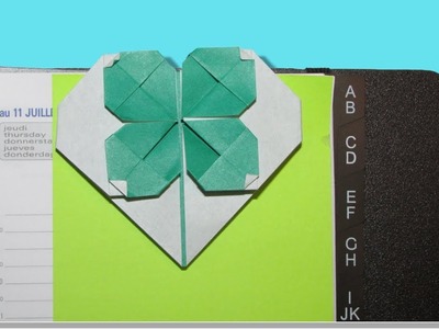 Origami facile : ???? Marque-page  « ❤️ Cœur avec ???? trèfle à 4 feuilles »