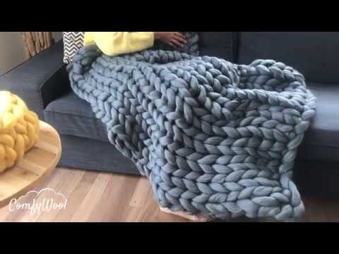 Comment tricoter avec les mains un plaid 90x150cm en laine 100% mérinos