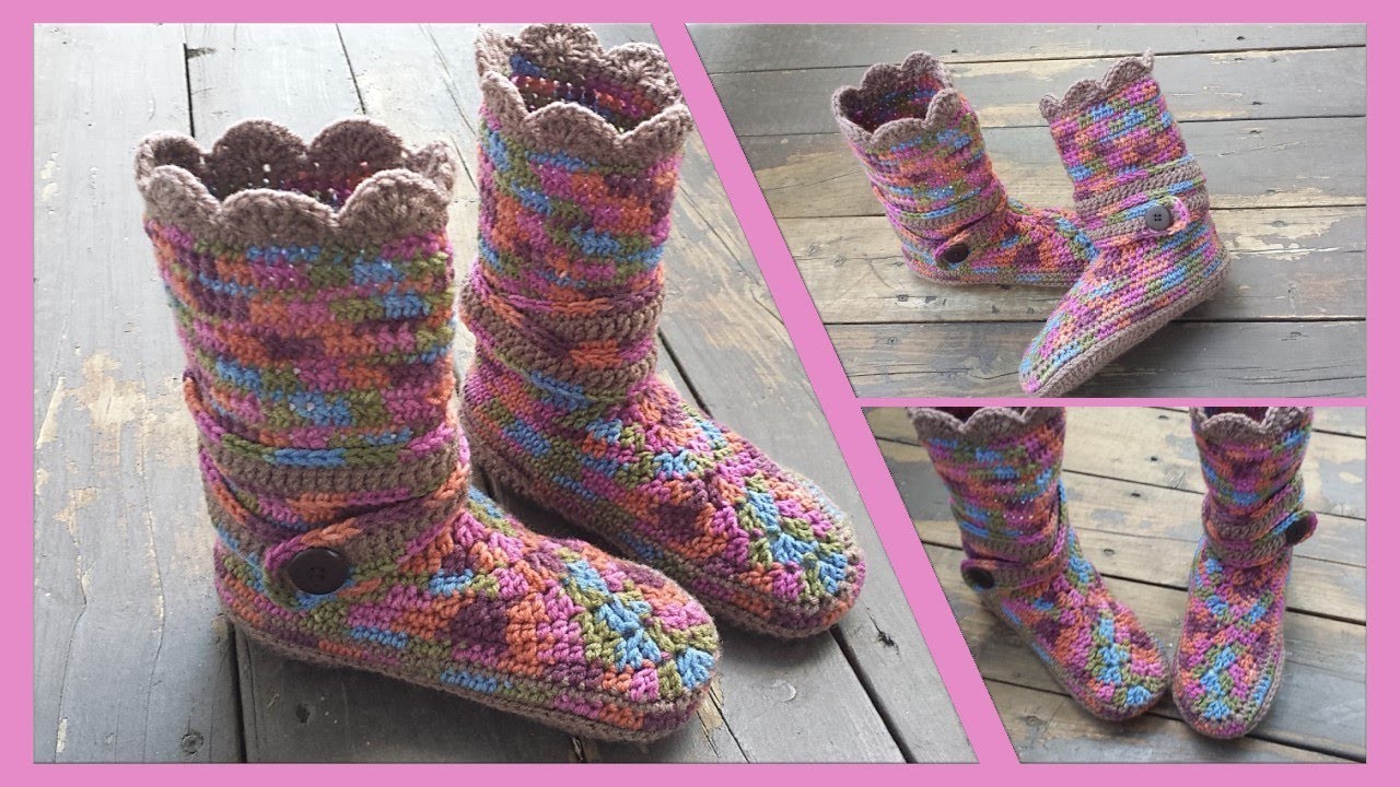 Tutoriel crochet-Pantoufles-Bottes-Ultra moelleuses comme sur un nuage!-SPÉCIAL GAUCHERS-LEFTIES