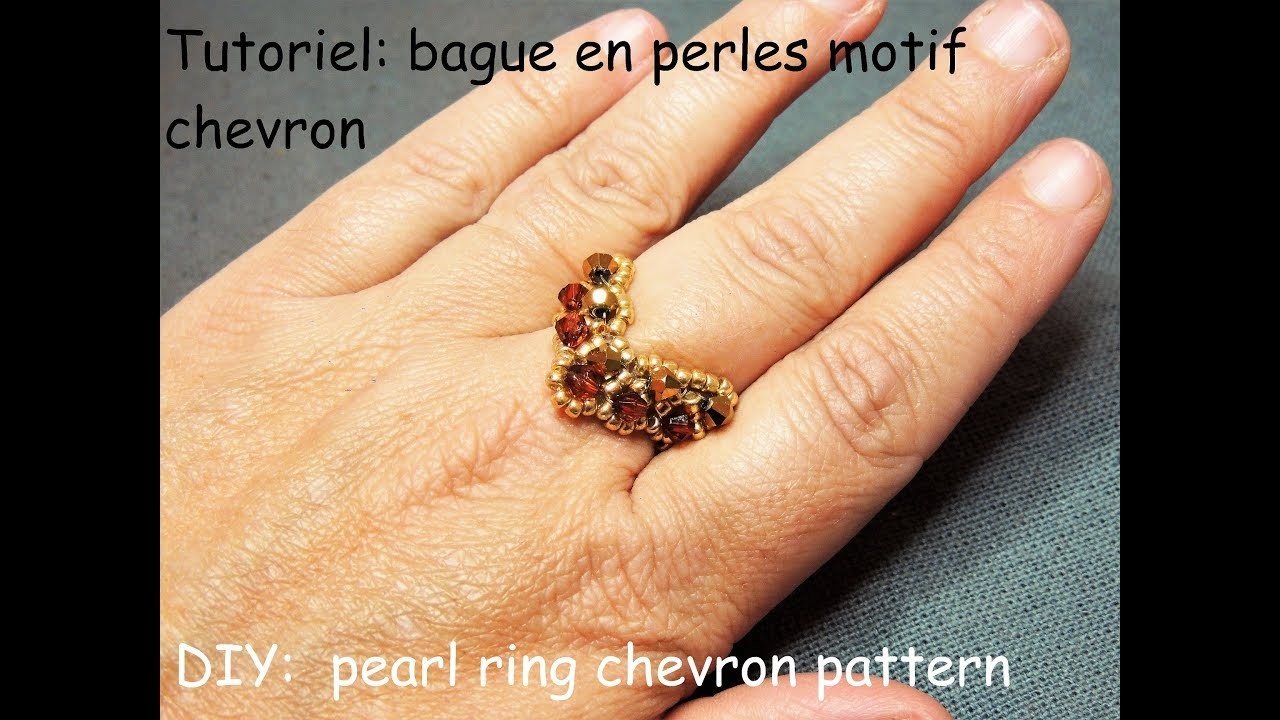 Tutoriel: bague en perles motif chevron (DIY:pearl ring chevron pattern)
