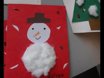 Activité noel pour les enfants : tuto carte bonhomme de neige