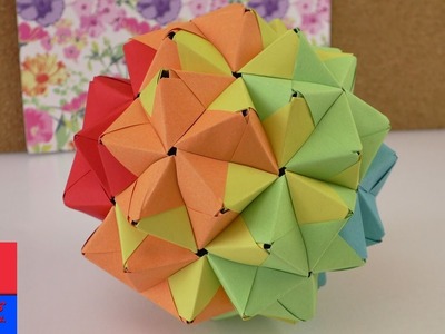 Origami en 90 éléments | Sonobe Ball dans les couleurs de l’Arc-en-Ciel