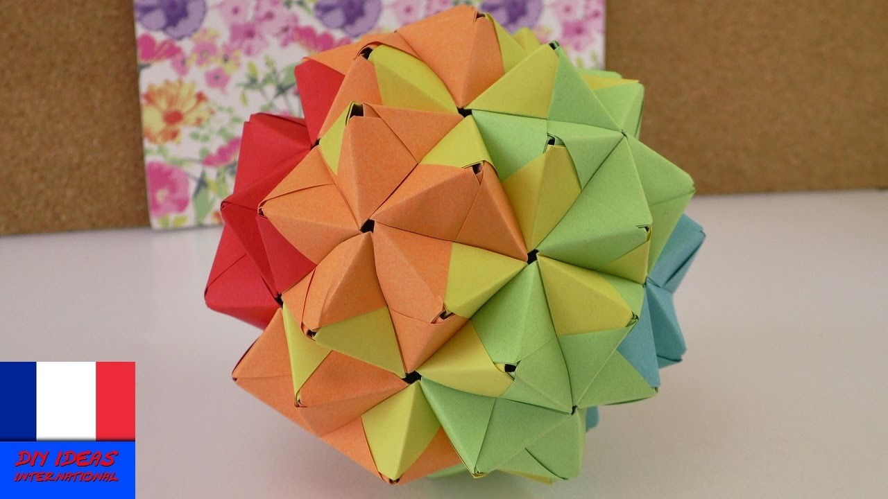 Origami en 90 éléments | Sonobe Ball dans les couleurs de l’Arc-en-Ciel