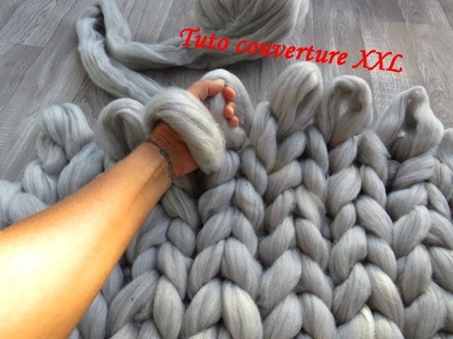 TUTO COUVERTURE XXL TRICOT AVEC LES MAINS Knit xxl blanket with hands TEJIDO MANTA CON LAS MANOS