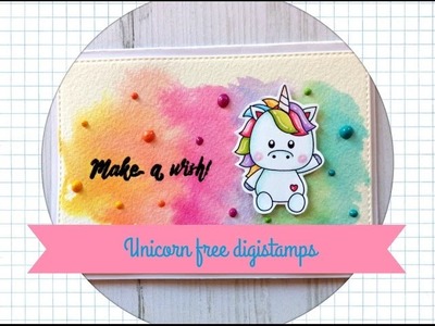 Unicorn 's card + free digistamp