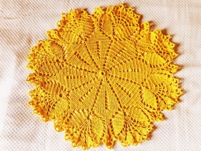 Crochet Tulip Doily-Crochet Tulip Doily Pattern-Crochet Table Placemat in Tamil