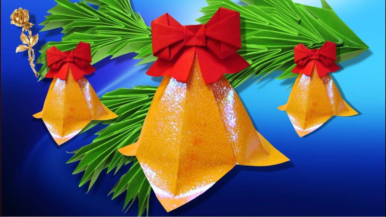 Origami : ???? Cloche de Noël avec ???? nœud de ruban