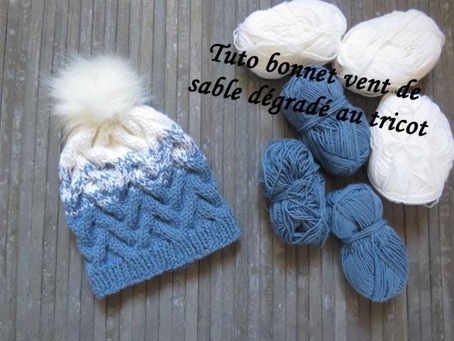 TUTO BONNET POINT VENT DE SABLE AU TRICOT Hat beanie knitting GORRO DOS AGUJAS