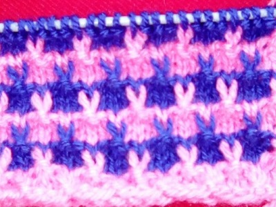 Tuto tricot  point bicolore au tricot.point bicouleur au tricot. Punto dos agujas, stich knitting