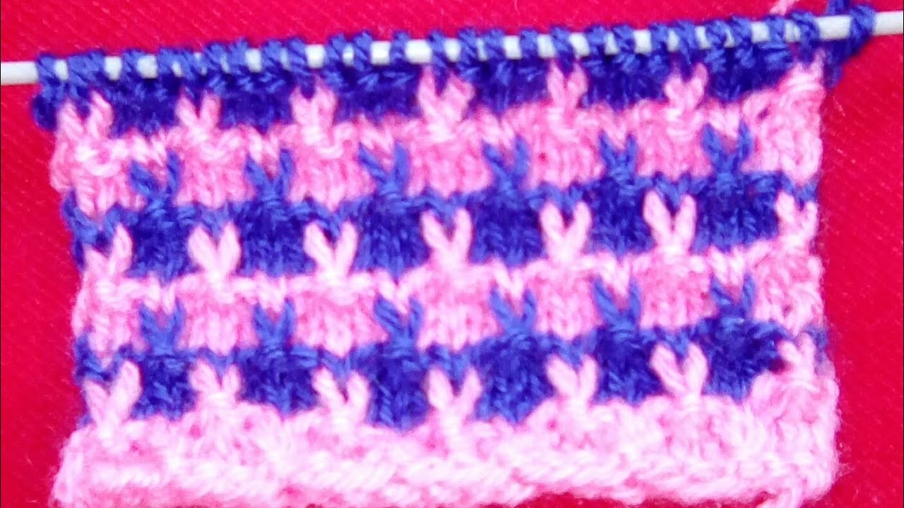 Tuto tricot  point bicolore au tricot.point bicouleur au tricot. Punto dos agujas, stich knitting