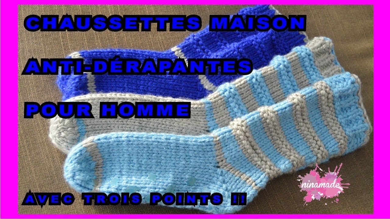 DIY.  Chaussettes  Maison Pour Homme . Knit Slippers Socks For Men