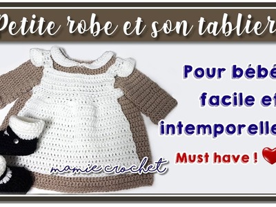 Comment faire une petite robe au crochet pour bébé avec tablier tres facile  tuto, pas à pas, diy