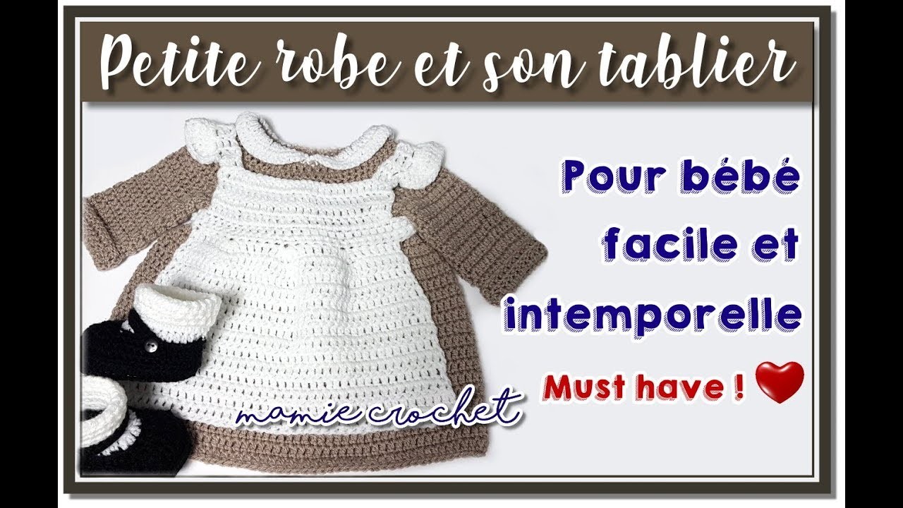 Comment faire une petite robe au crochet pour bébé avec tablier tres facile  tuto, pas à pas, diy
